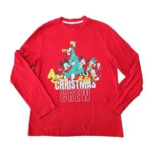 Disney Mickey Mouse Christmas Crew Holiday Pajama Lounge Top Only Mens Medium